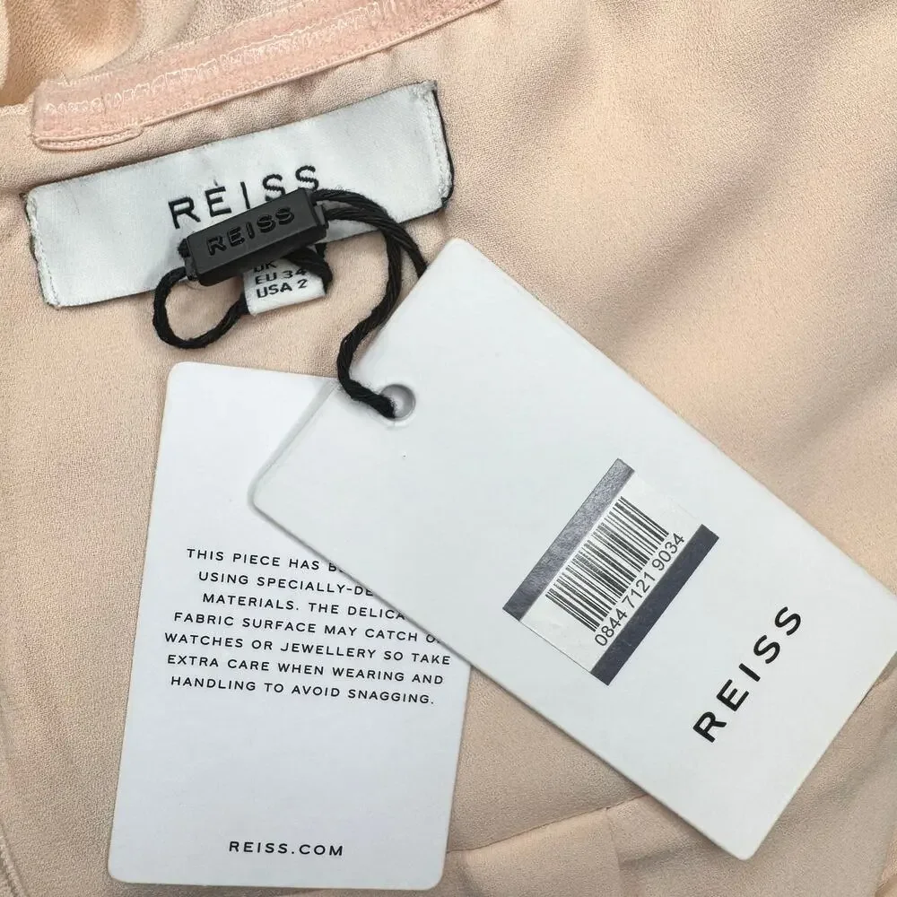 REISS Womens Riana One Shoulder Draped Midi Dress in Pink Cocktail Wedding 2